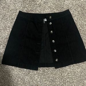Black Divided Skirt Button Up Corduroy Material